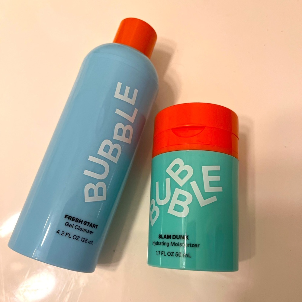 Bubble Skincare gel cleanser and hydrating moisturizer.
